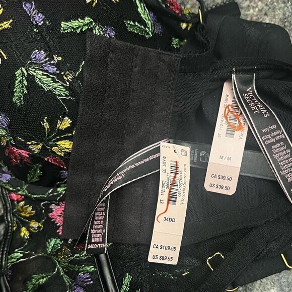 Victorias Secret Very Sexy Push Up Corset Top bra & String Cheeky Panty 32D / S - Picture 9 of 9